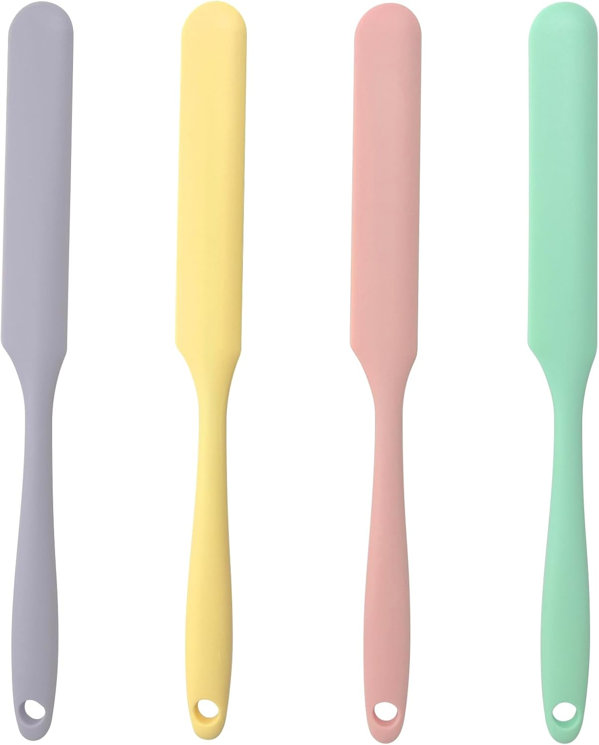 Jaasuee 4-Piece Non-Stick Wax Spatulas Set, Silicone Waxing Applicators for Hair Removal, Home Salon Body Use (Pink, Yellow, Purple, Green) image number 6