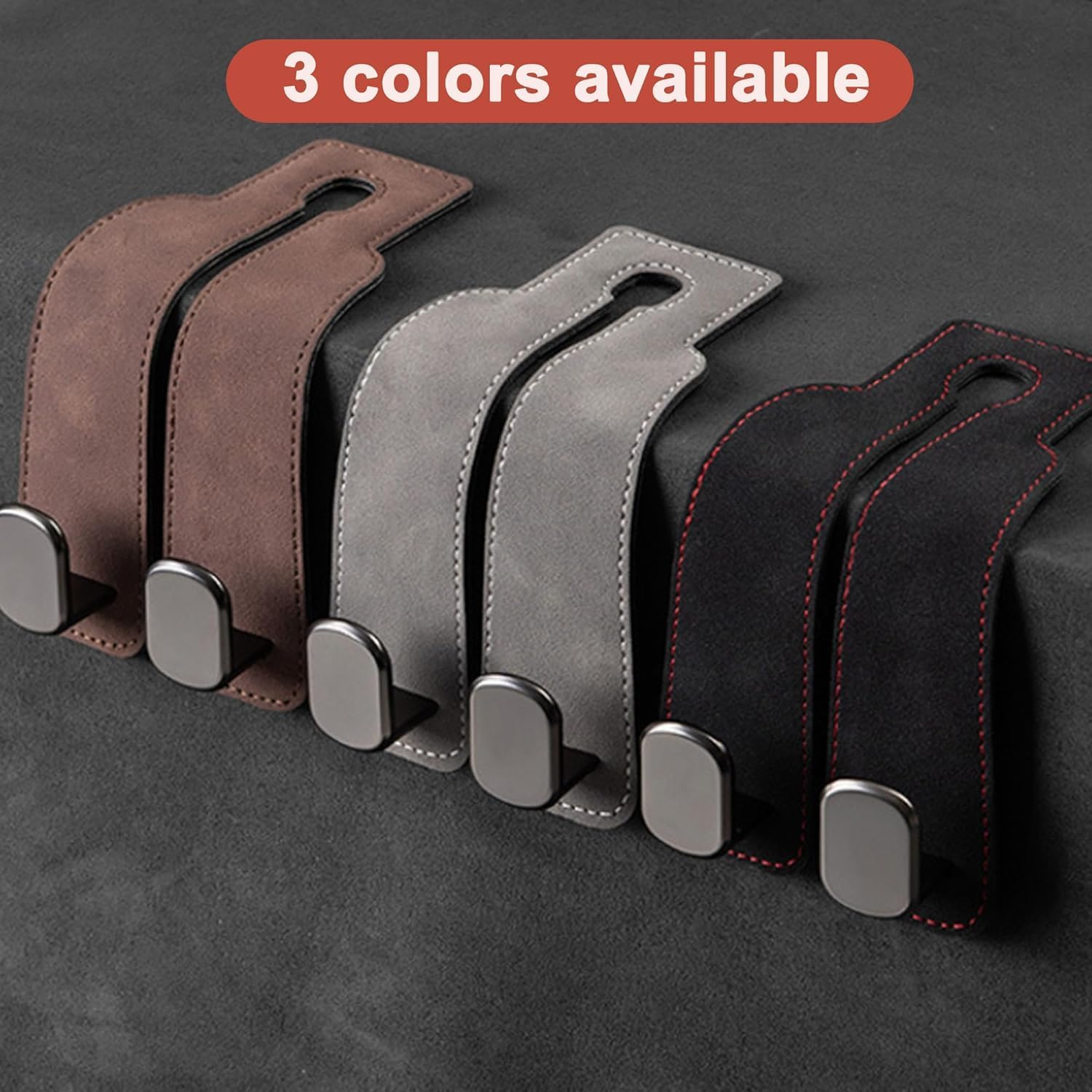 Car Headrest Hooks for Seat Back Storage, Purses and Bags - Leather,(Color Reference Image Display) image number 1