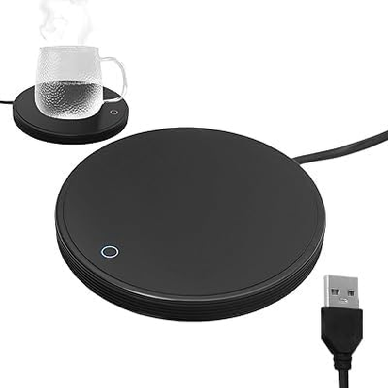 Travel Essentials USB Mug Warmer for Coffee & Tea - 3 Temp Settings Auto Shut-Off Cup Warmer Plate | Portable Desk Heater for Office Home | Compatible with Ceramic/Glass/Stainless Steel Mugs (Black) image number 3