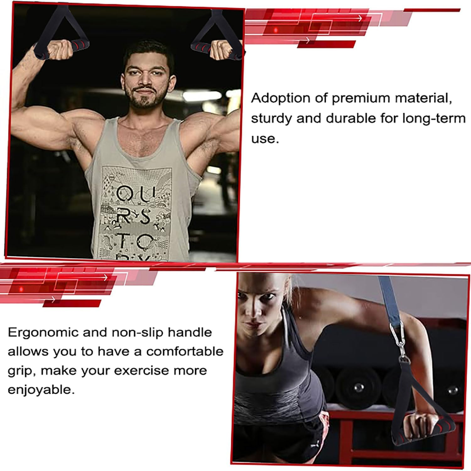 Exercise Handles Kit for Resistance Bands, 4 Cable Machine Handles with 4 Hooks for Pilates Yoga Strength Trainer, Replacement Fitness Equipment Pull down Home Gym, Working Out Handles image number 4