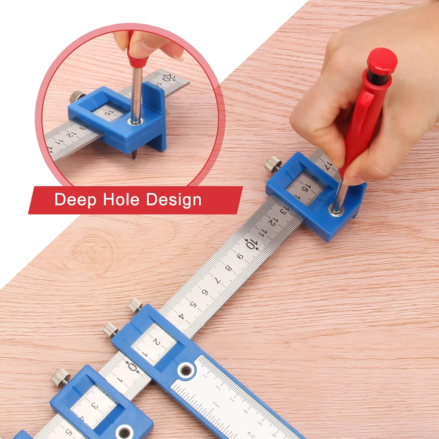 Coolrunner 1Pcs Carpenter Pencils, Mechanical Construction Pencil with Built-In Sharpener Long Nose Deep Hole Woodworking Pencils with 1 Boxes of Spare Refills Perfect for Deep Hole Marking (Red)