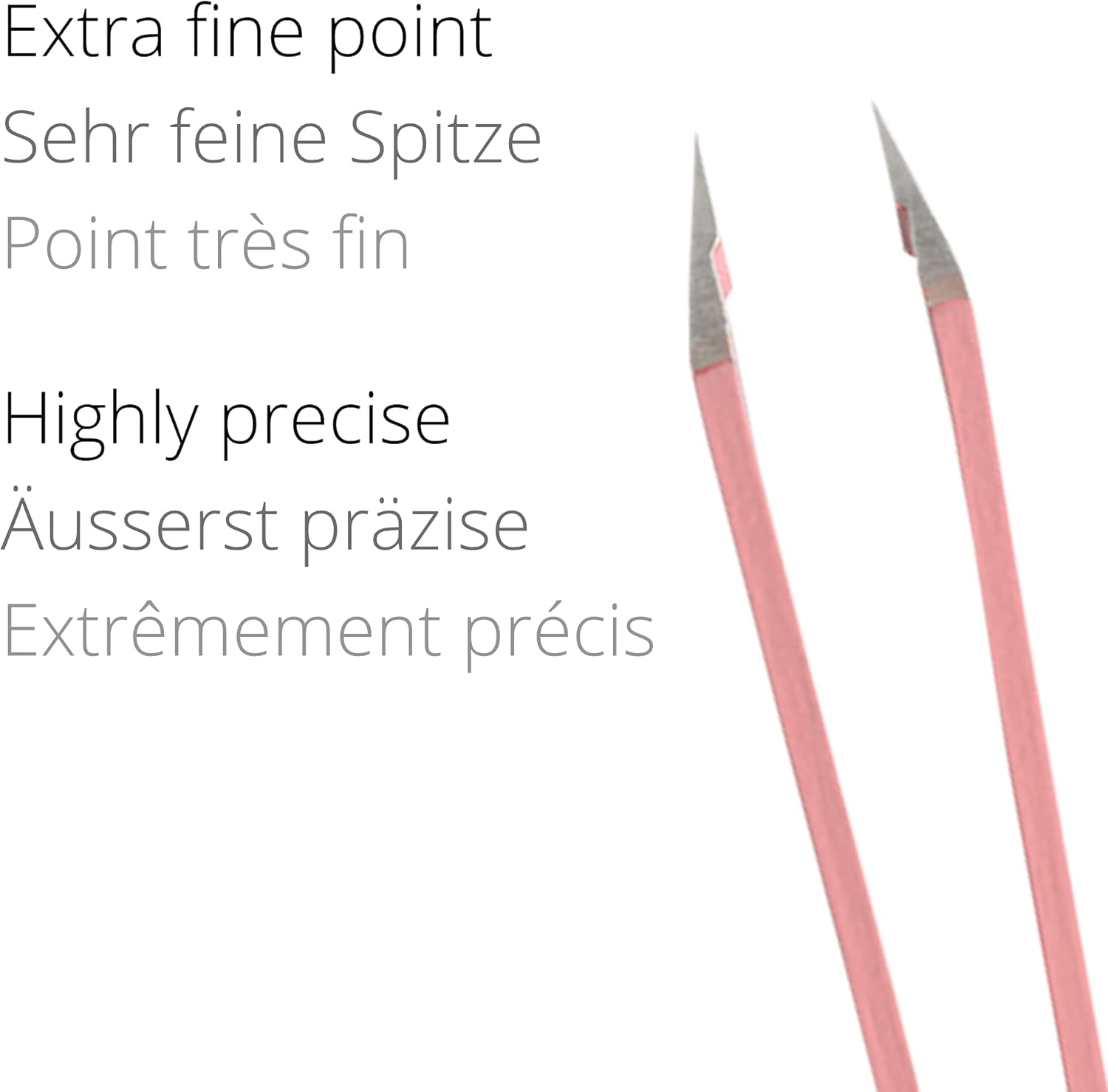 Rubis Pink Tweezers - Slanted, Fine and Pointed - Tweezers for Eyebrow Plucking - Slanted Tip for Hair Removal - Professional Tweezers image number 2