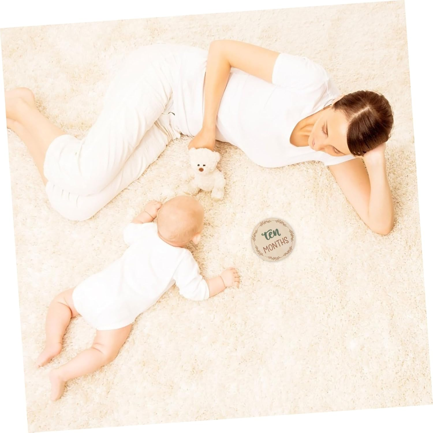 Gadpiparty Monthly Milestone Wooden Discs Photo Prop Growth Milestone Months Signs Decorative Wooden Cards for Photos