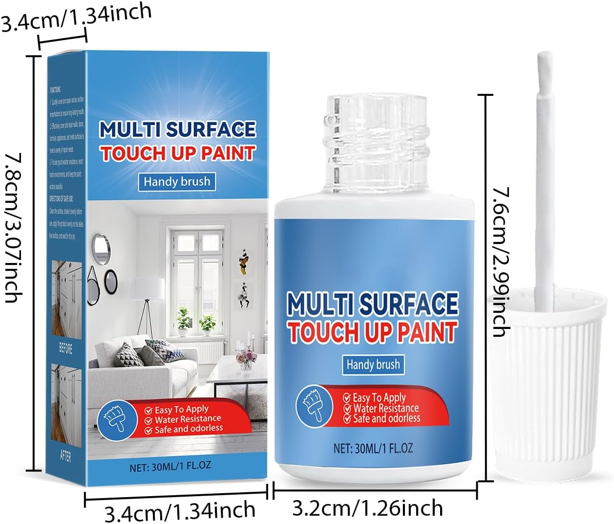 White Touch up Paint Pen - Multi-Surface Repair Touch up Paint Pen for Cabinet,Furniture, Wall, Door，Wood & Appliance(2 Pack，1Oz Each) image number 3
