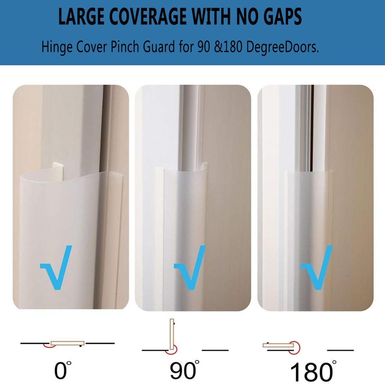 2 Pack Door Jam Shield Finger Pinch Guards,Anti-Pinch Protection Strip Guard,Finger Pinch Door Guard for 90 & Probably 180 Degree Doors,Anti Pinch Door Guard Pp Transparent for Front and Back Doors image number 3