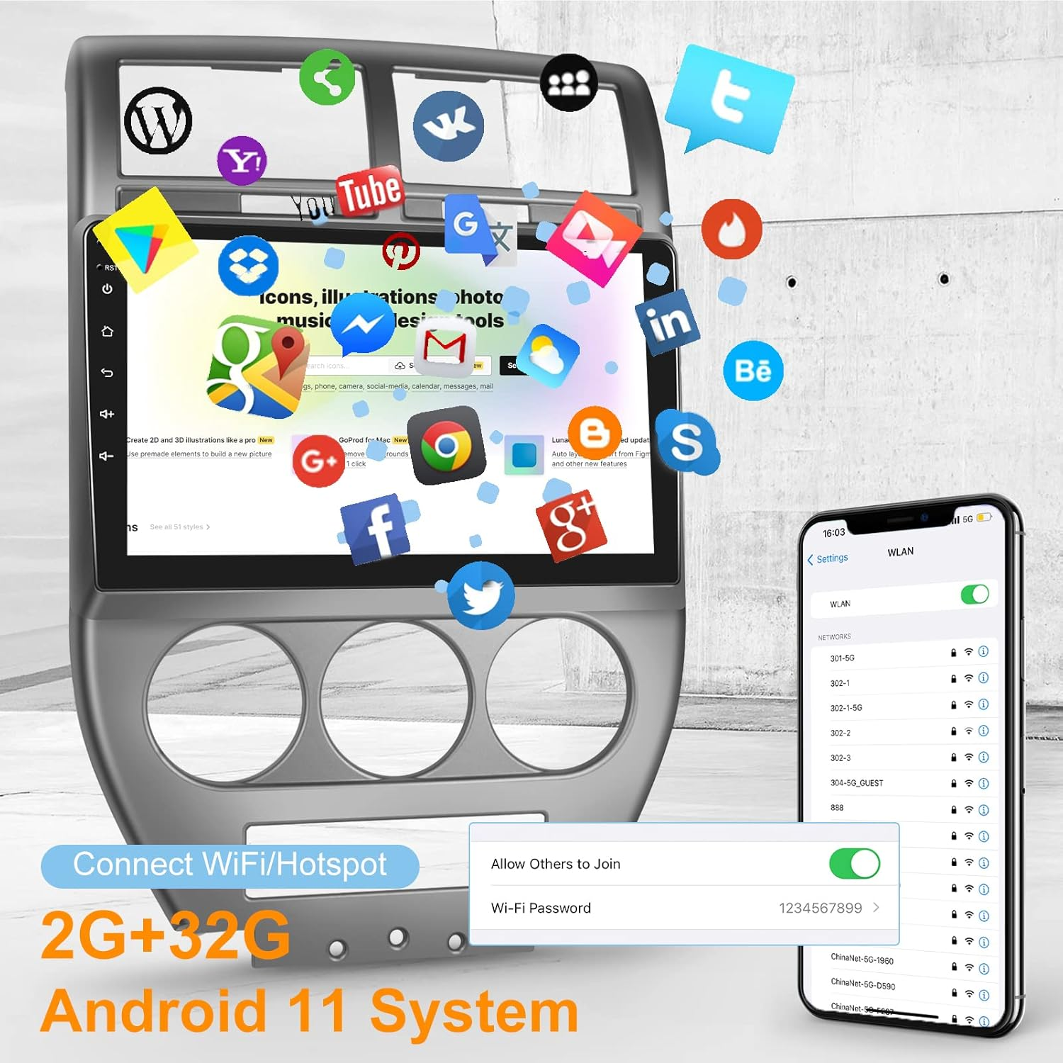 [2G+32G] Car Radio for Jeep Compass Patriot 2007 2008 2009, for Jeep Compass 2007-2009 Can Be Used with 10.1-Inch Stereo