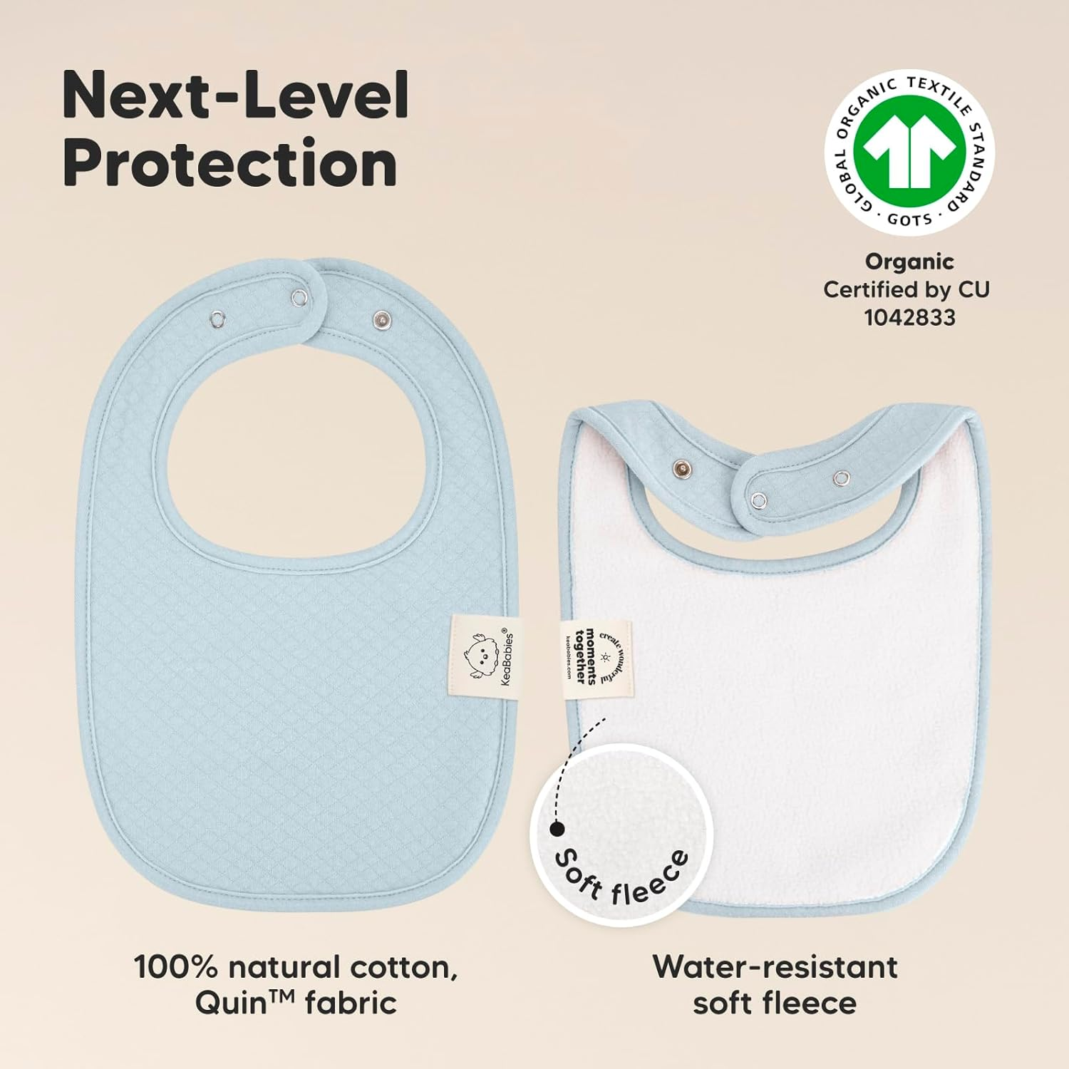 8-Pack Organic Baby Bibs for Girls, Boys - Quilted Cotton Cloth Baby Drool Bibs for Drooling and Teething Toddler, Newborn Dribble Cloth, Infant, Soft & Super Absorbent (Dawn)