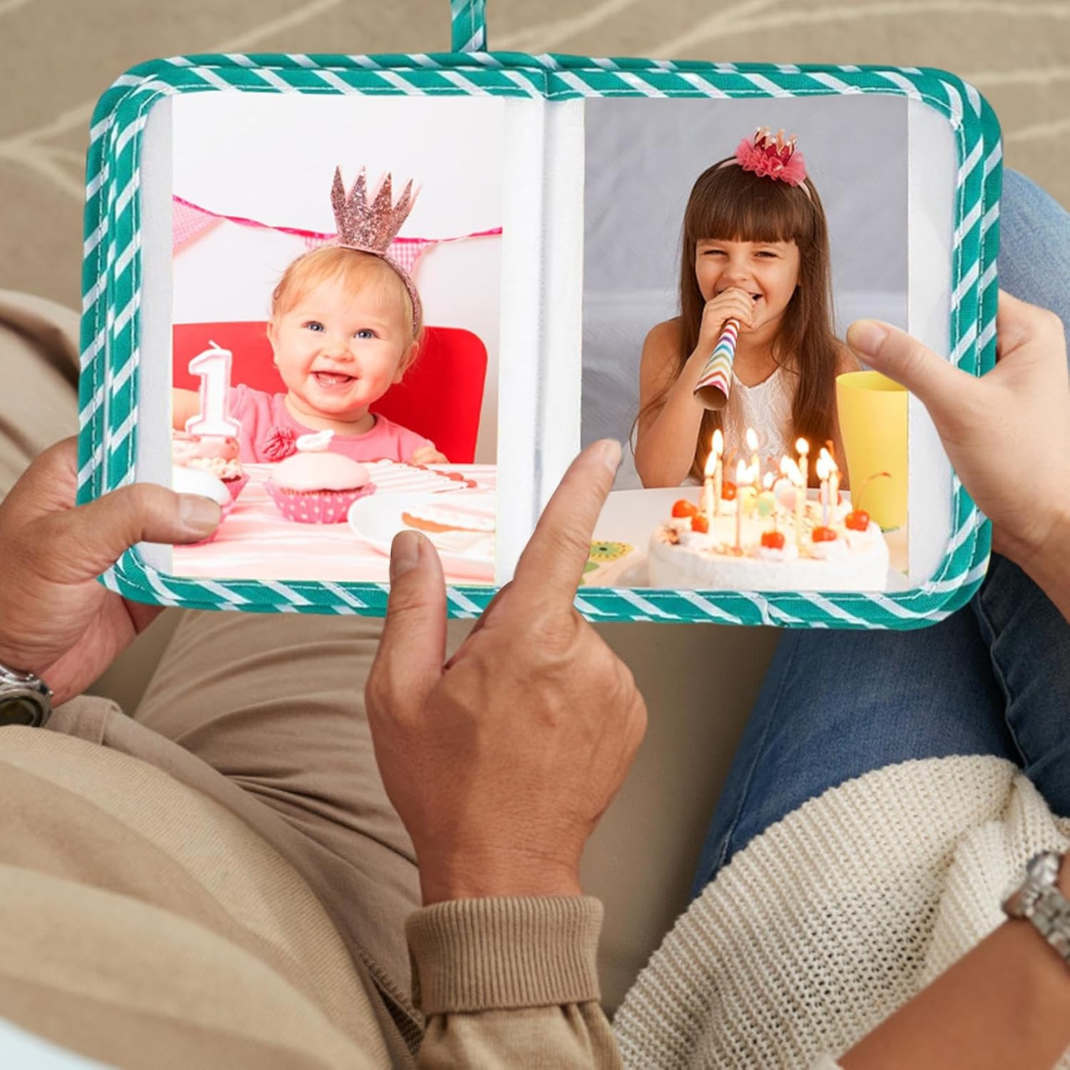 Baby Photo Albums - Dinosaur Baby Keepsake Crinkle Book - Hold 4X6Inch Collectible Cute Memory Picture Album with Safe Mirror for Boys Girls Kids image number 4