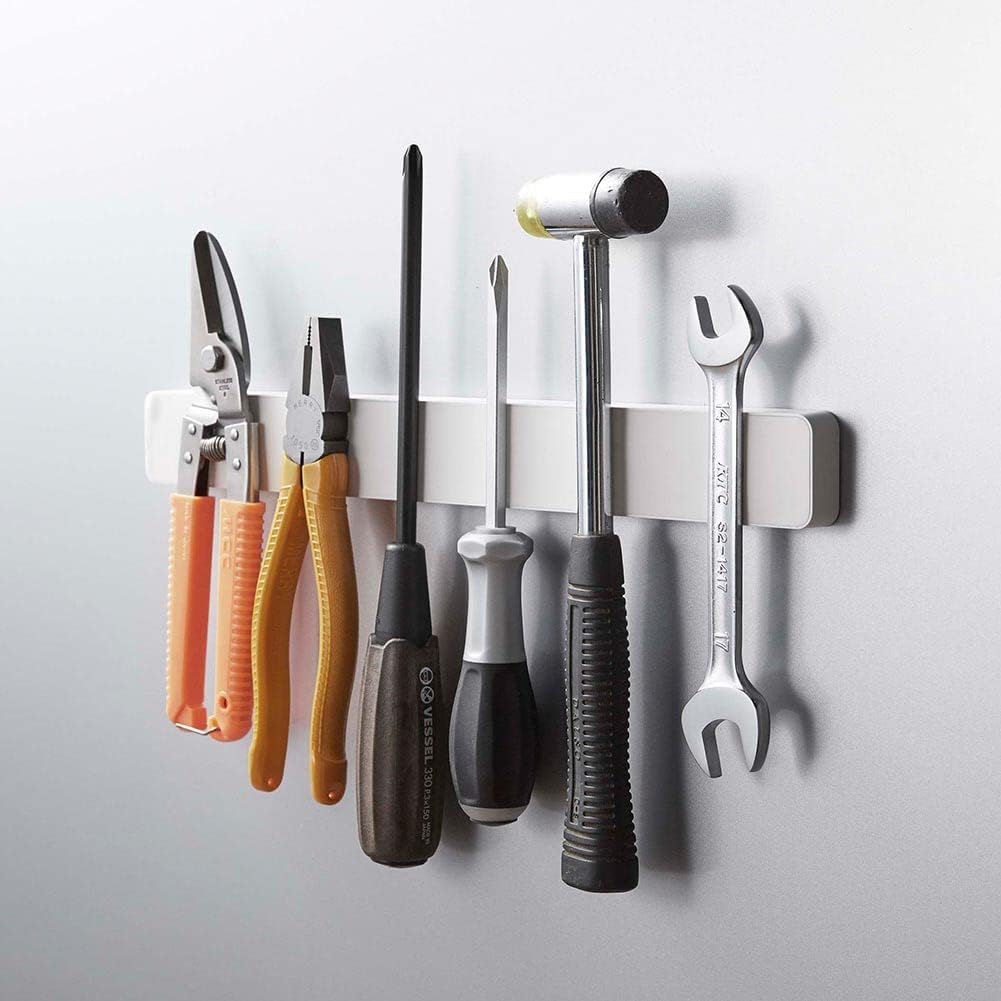 Yamazaki Industries 5201 Magnetic & Wall Knife Holder, W 13.8 Inches (35 Cm), White, Approx. W 13.8 X D 0.7 X H 1.6 Inches (35 X 1.7 X 4 Cm), Tower, Silicone Surface Knife Storage