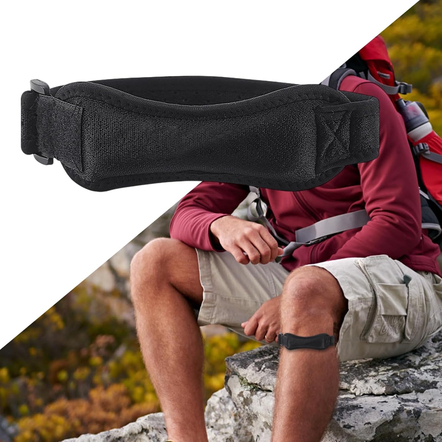 Knee Strap Patella Tendon Support - Patellar Brace Support | Shock-Absorbing Patella Band, Breathable Knee Brace for Mountain Climbing - Pink image number 6