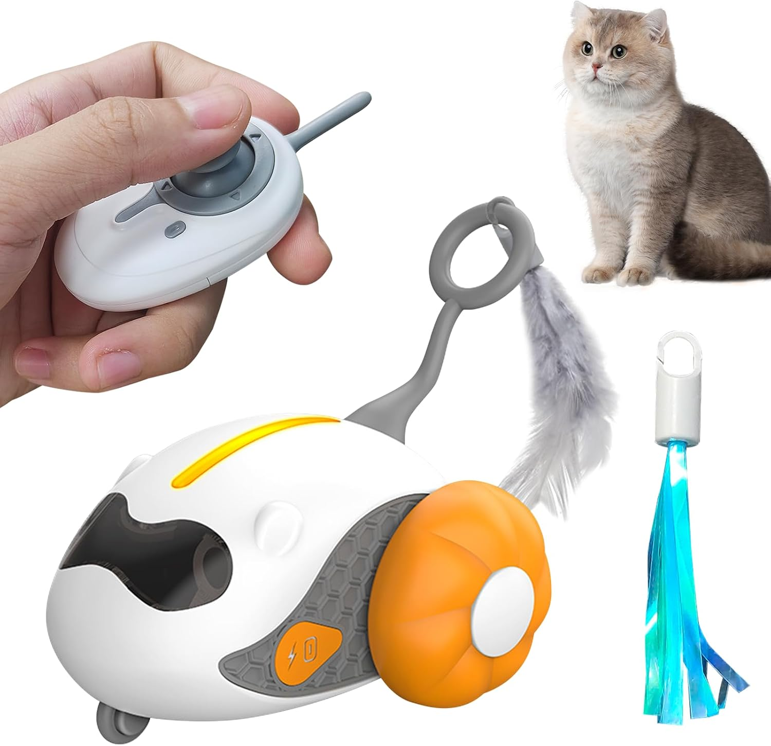 Oiuyamn Interactive Toys for Cats, 2025 Upgraded Rechargeable Joystick Remote Control, Intelligent Auto Motion Cat Toys, 2 Modes, Kitten Toys for All Breeds of Indoor Bored Cats Exercise