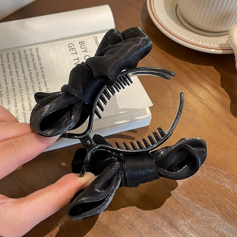 Hair Clip Bow, 2 Pieces Hair Clips, Women'S Hair Clip, Bow, Large Hair Clips, Hair Clips Set Suitable for Thick, Thin, Curly and Long Hair image number 6
