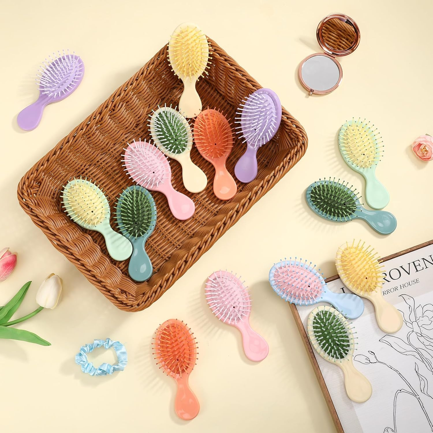 16 Pack Mini Wet Hair Brush Bulk Travel Detangling Brush Soft Bristles Wet Dry Hair Brush Kids Small Hair Brush for Kids Girls Multicolor image number 3