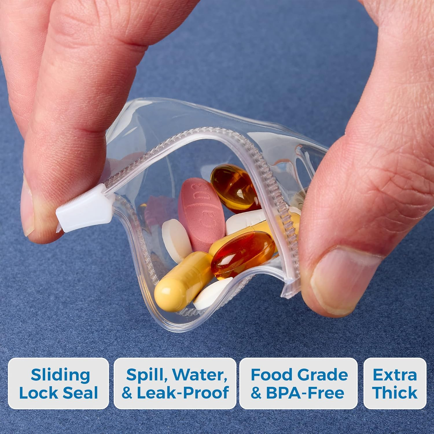 Zippered Pill Pouch Bags - 12 Pcs, Slide Lock Clear Plastic Mini Bags, Bpa-Free for Pills Vitamins, Supplements, Medications, Jewelry, Crafts, Small Objects - Self-Sealing, Reusable, Travel-Friendly image number 4