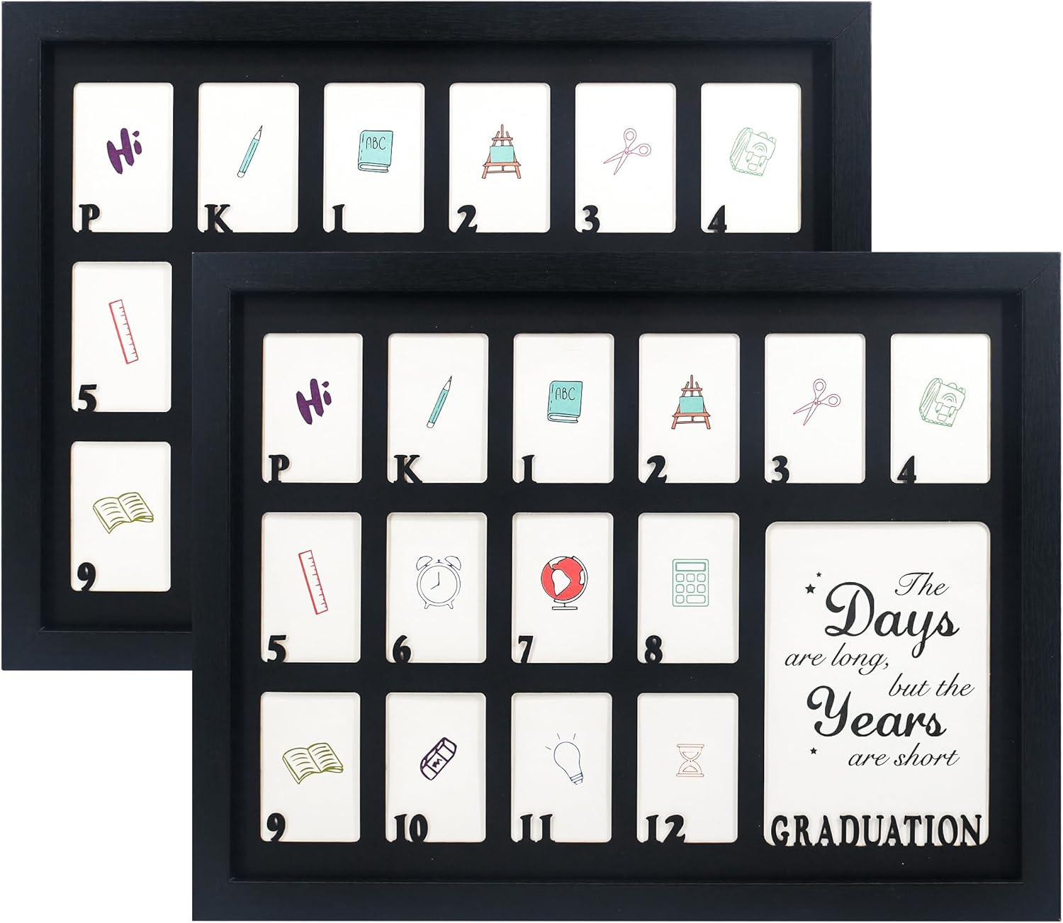 Gmframes Baby First Years Photo Frames 12 Month Picture Frame 12 * 16 for Holds (1) 5X7 & (12) 2X3 Wallet Size Photos White