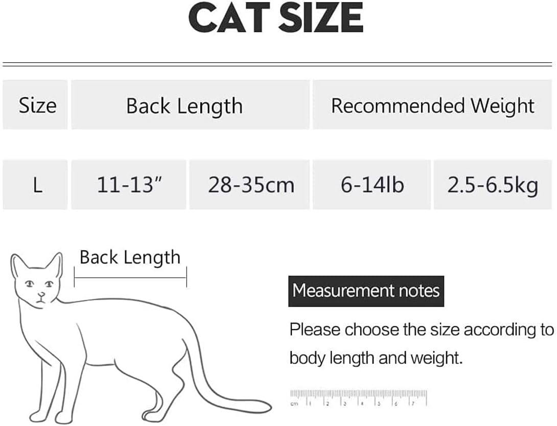 LEEQ Cat Professional Recovery Suit - Surgical Recovery Shirt for Abdominal Wounds Bandages Cone Alternative for Cats after Surgery Medical Suit Soft Pet Clothes Indoor, Blue/L image number 3
