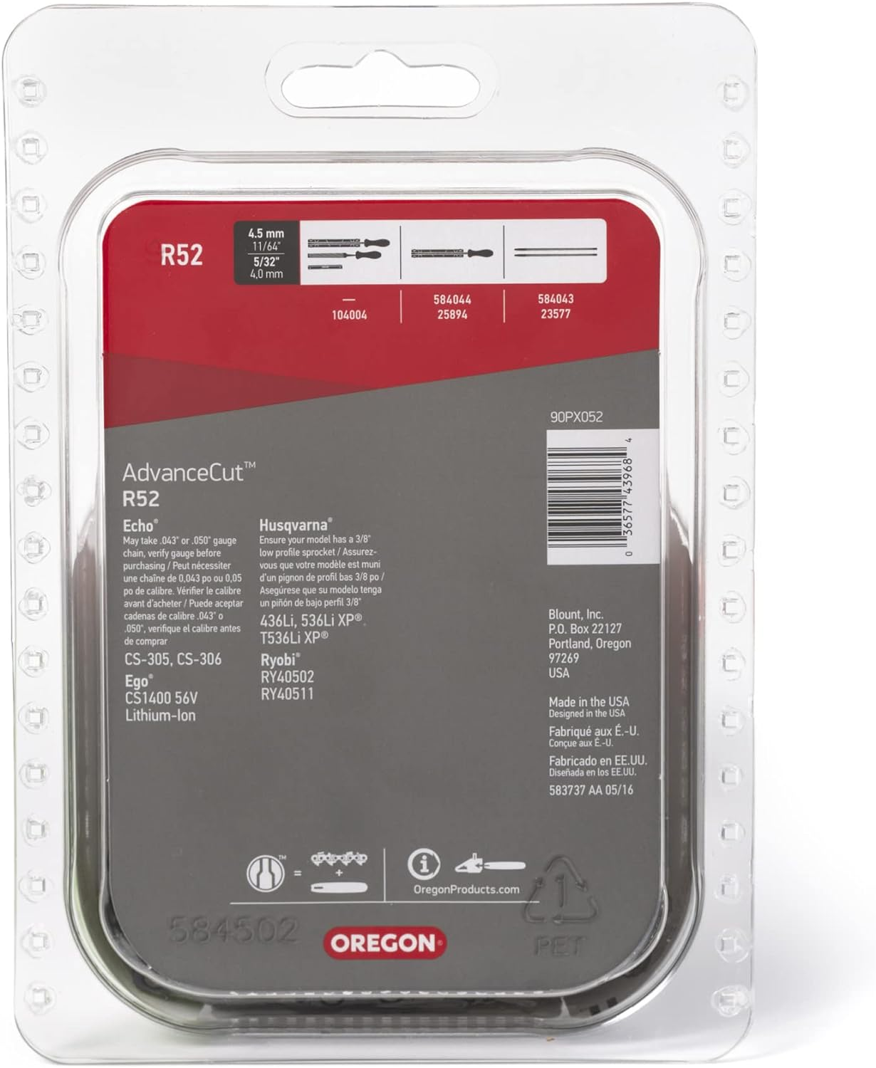 Oregon R52 Advancecut Chainsaw Chain for 14-Inch Bar -52 Drive Links &ndash; Low-Kickback Chain Fits Husqvarna, Echo, Ryobi and More Grey image number 2