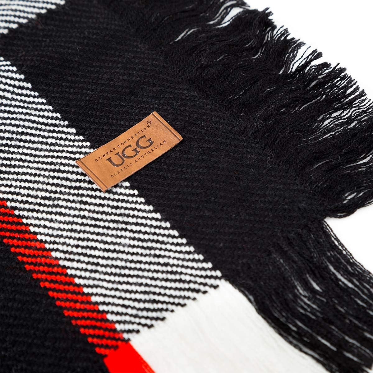 OZWEAR UGG 100% Merino Wool Fringed Scarf Price List (BLACK/CHECK) WS087