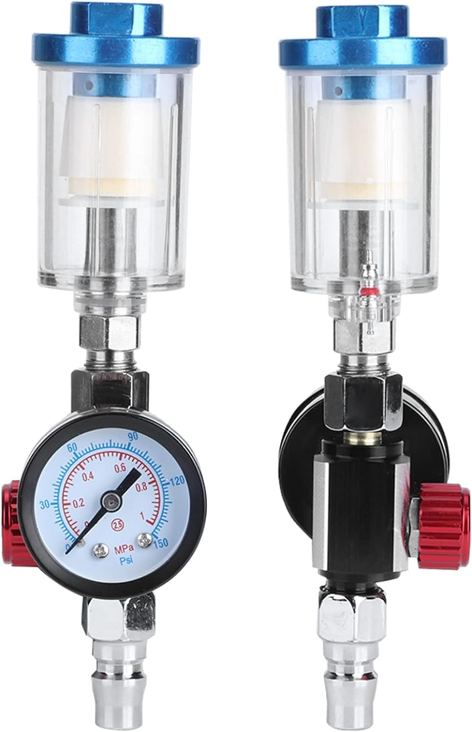 Air Pressure Regulator Valve, Spray Gun Water Filter, Pneumatic Spray Gun Pressure Adjusting Gauge with Oil Water Trap Filter Separator Tool Kit for Air Compressor Fitting
