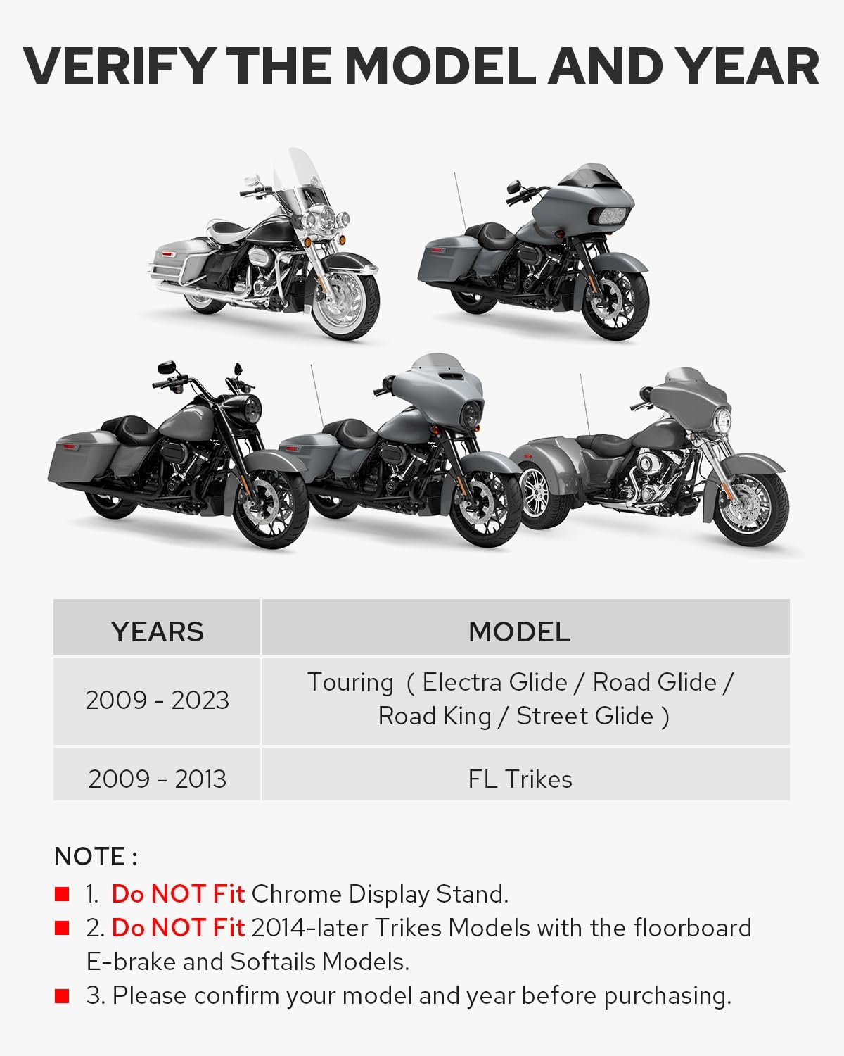 Benlari 1Inch &1.5Inch Driver Floorboard Extensions, Floorboard Spacer Extenders Kit Fit for Harley Touring Street Glide Road Glide Electra Glide Road King 2009-2024 FL Trikes 2009-2013, Black image number 5