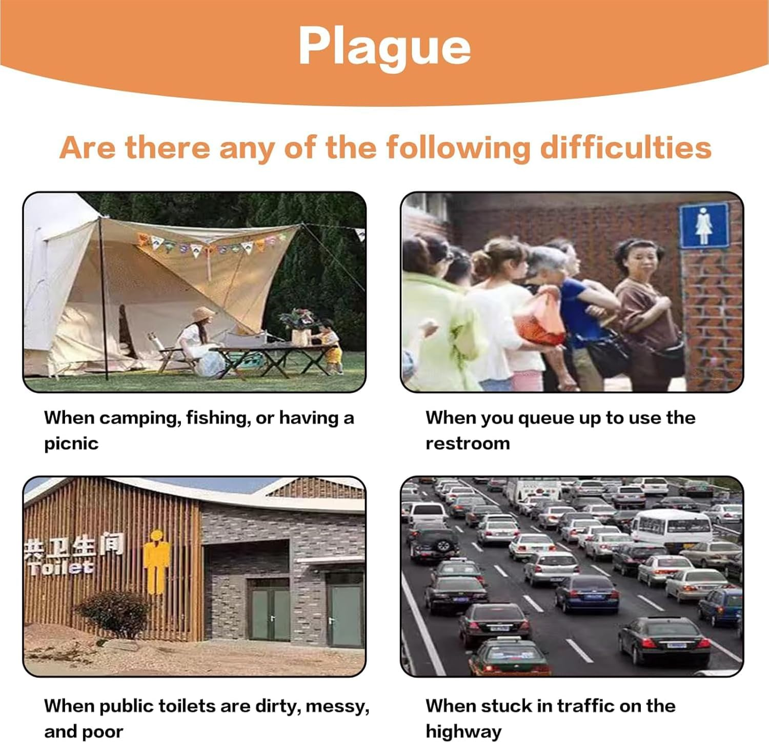 Cozioz Portable Camping Toilet for Adults - Foldable Travel Potty with Lid, Compact Car Toilet for Outdoor & Emergency Use (Grey) image number 3