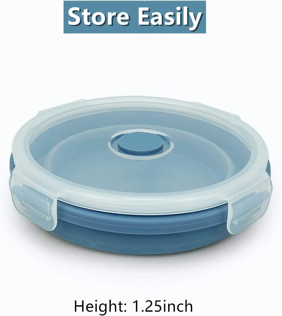 Lunbengo 3Piece Collapsible Bowl with Lids, Microwave Silicone Meal Prep Lunch Containers, Ideal Food Bowls for Snacks, Fruits, Oatmeal, Camping Travel, Round, Blue - Green image number 4