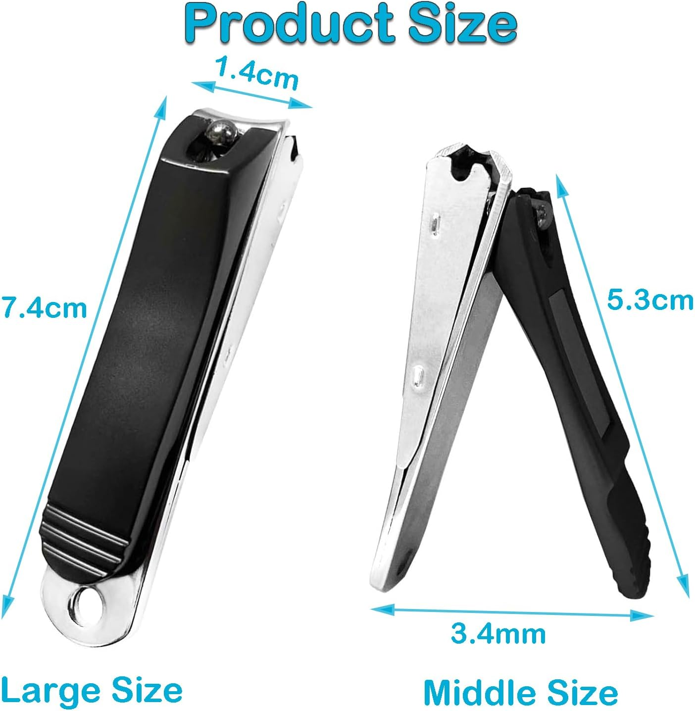 YUENTOEN Nail Clippers, 2 Pack Stainless Steel Sharp Fingernail Clipper and Toenail Clippers, Nail Cutters for Men and Women image number 2