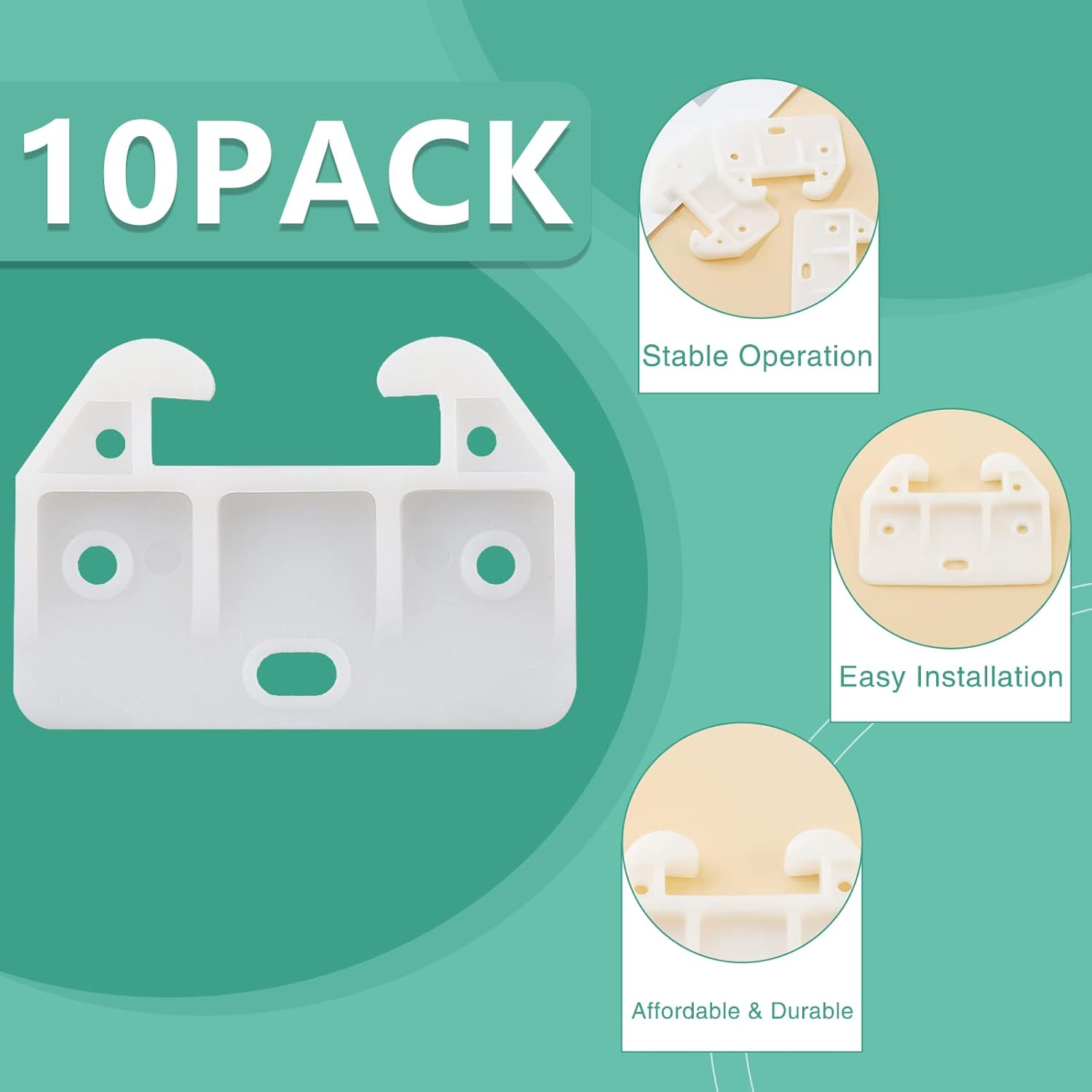 Litoexpe 11 Pieces White Plastic Drawer Guides Rear Drawer Replacement Guides Brackets with Screws, Drawer Track Parts for Furniture, Dressers, Wardrobe (59X41X16.5Mm) image number 3