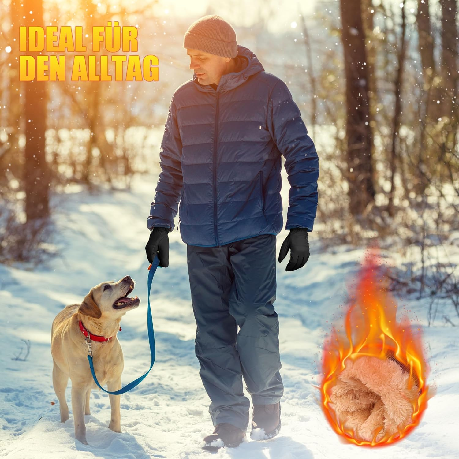 Ihuan Gloves Men Women Winter Warm Winter Gloves Touchscreen Gloves Windproof Waterproof Non-Slip Sports Gloves Cycling Gloves for Cycling, Running, Skiing, Hiking