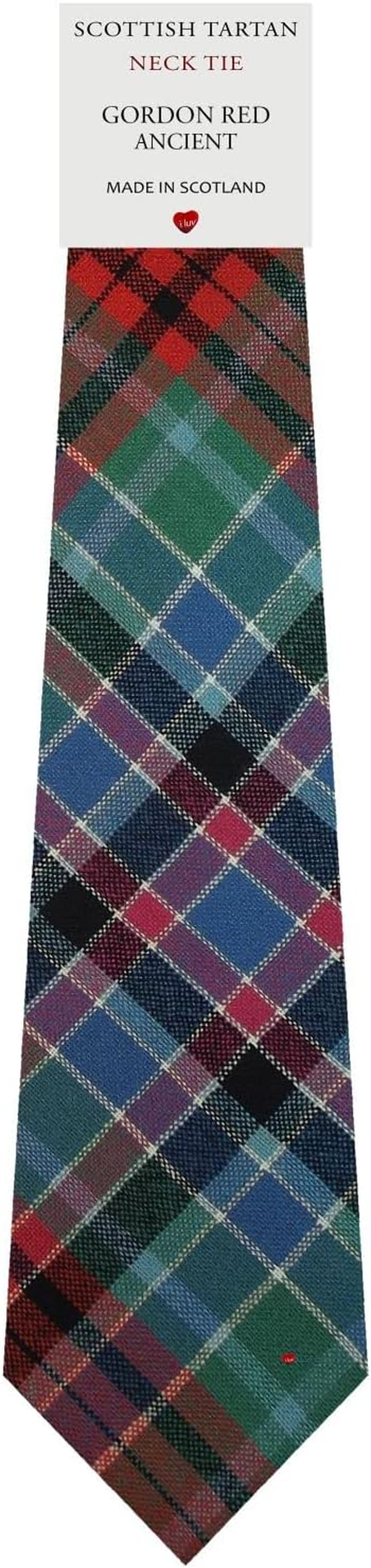 Mens All Wool Tie Woven and Made in Scotland in Gordon Red Ancient Tartan