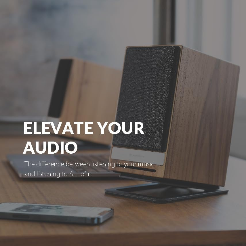 Audioengine DS1M Desktop Speaker Stands Pair - Powder Coated Steel - High-Performance, 15 Degree Slope Angle Improve Sound, Acoustic Brilliant - Medium or Large Size image number 2