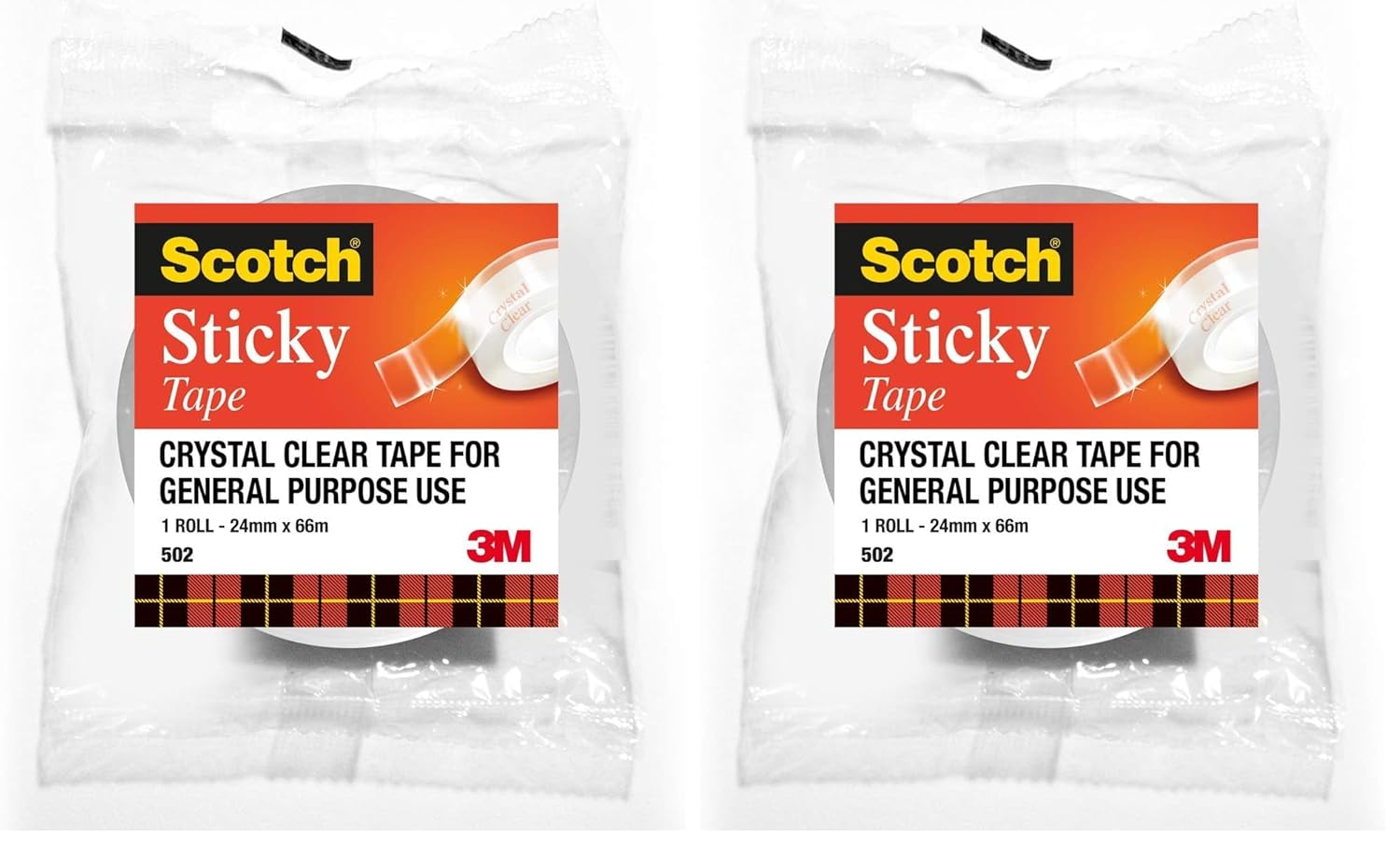 Scotch Sticky Tape 24 Mm X 66 M, (502) (Pack of 2) image number 1