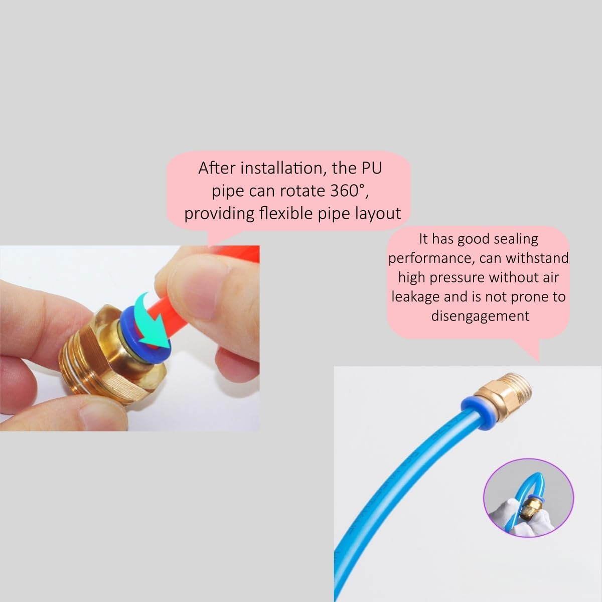 6PCS Straight Pneumatic Push to Quick Connect Fittings 1/4Npt Male X 8Mm Tube Od，Straight Push-Fit Air Fittings, Dual-Port Nylon Connectors, Push-To-Seal Hose Couplings