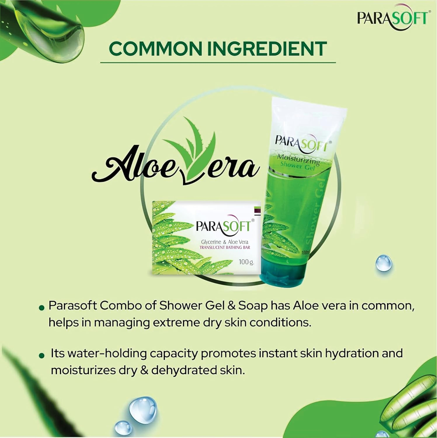 Parasoft Combo of Body Cleansing Shower Gel and Moisturizing Bathing Bar Enriched with Aloe Vera, Glycerine & Vitamin E, Daily Skin Nourishing Bathing Soap & Body Wash Combo for Dry and Sensitive Skin image number 4