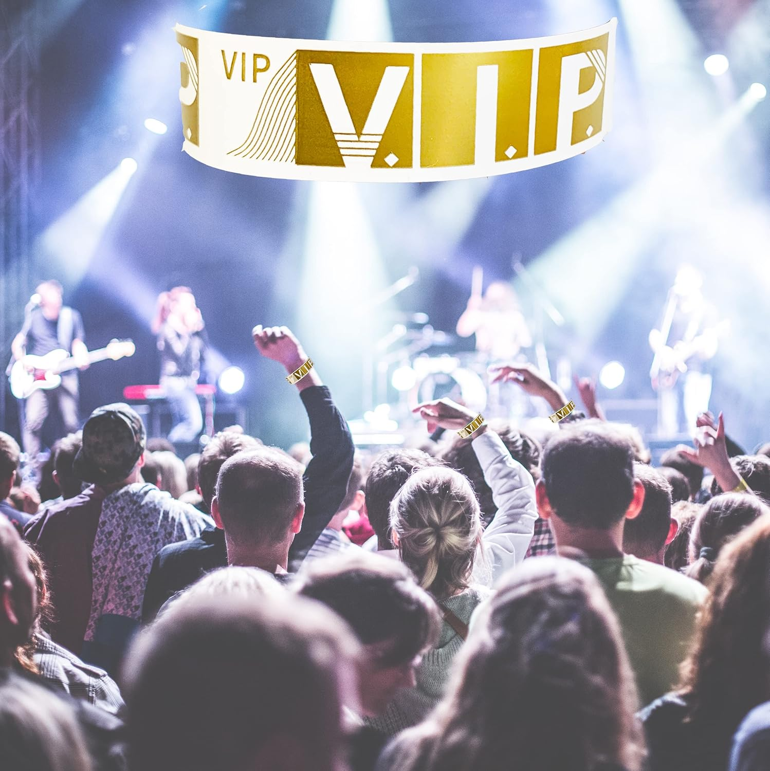 Lopau Paper Bracelets for Events - 100PCS Gold VIP Wristbands - Blue image number 3