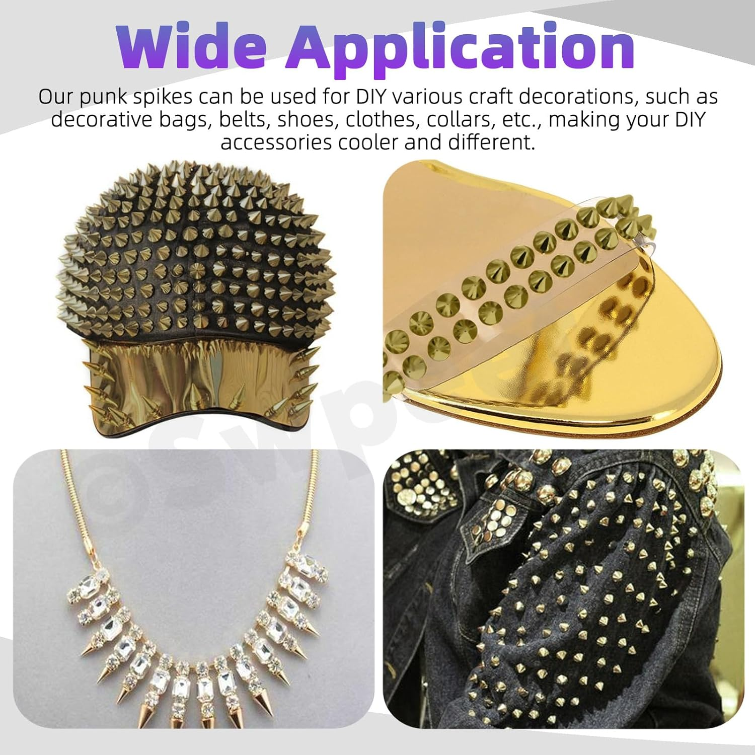 Swpeet 179 Sets 8 Sizes Bronze Cone Spikes with Scratch Awl Screwdriver Punch Assortment Kit, Punk Spikes and Studs Metal Tree Spikes Bullet Spikes Screwback Studs for Punk Clothing Craft DIY