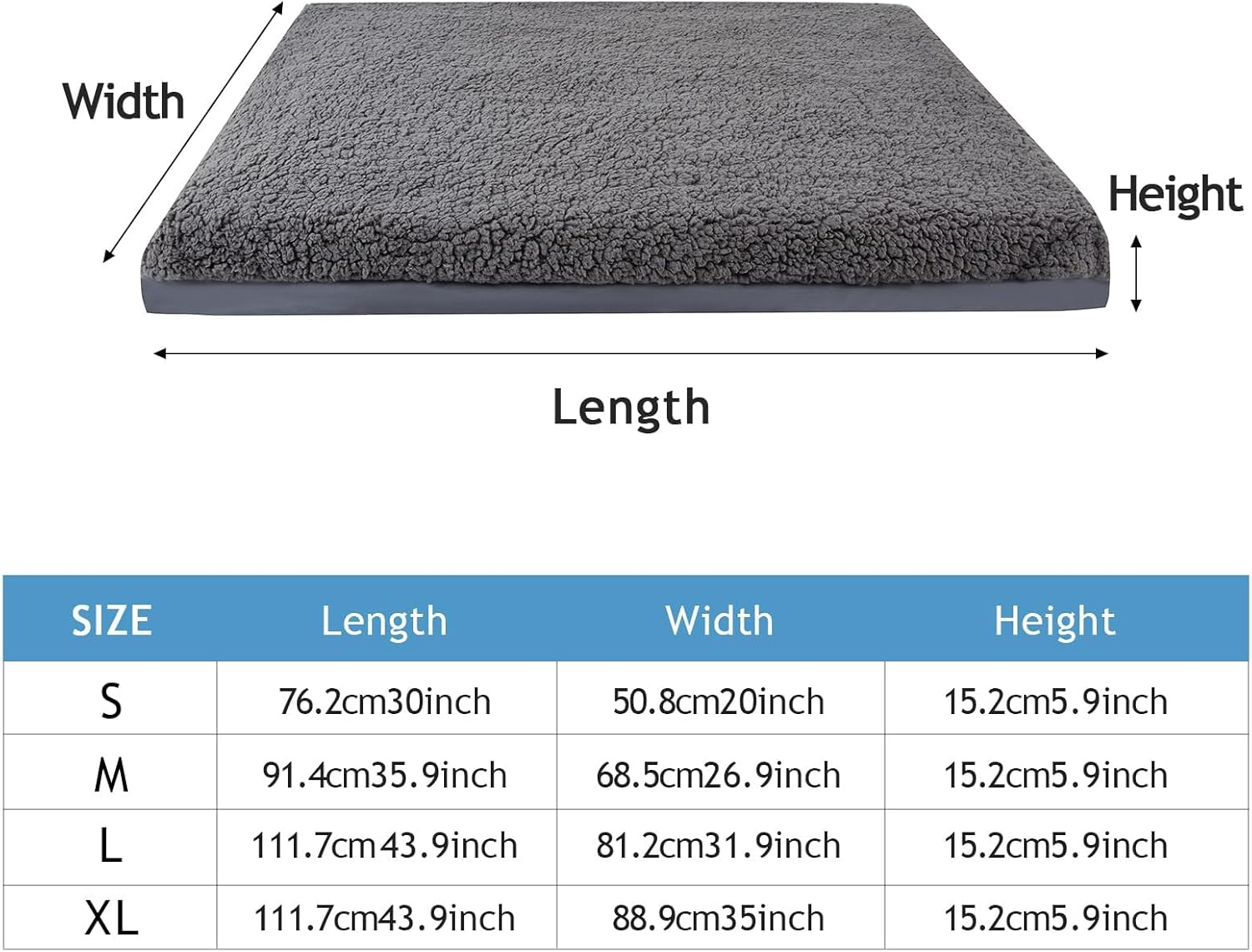 Dog Bed Covers with 100% Waterproof,Replacement & Washable Soft Plush Cover,Fitted for Large Dog Beds/Pet Mattress (S:76X51X15Cm) image number 4