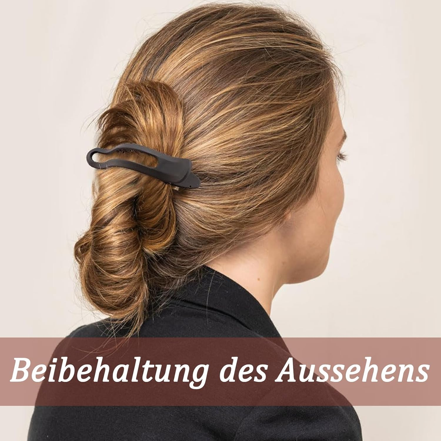 Flat Hair Clip, Set of 4 French Hair Clips in 2 Styles, Strong Hold, Non-Slip Hair Clip, Flat for Women, Thin Hair, Thick Hair for Creating Hairstyles (Black Amber) image number 5