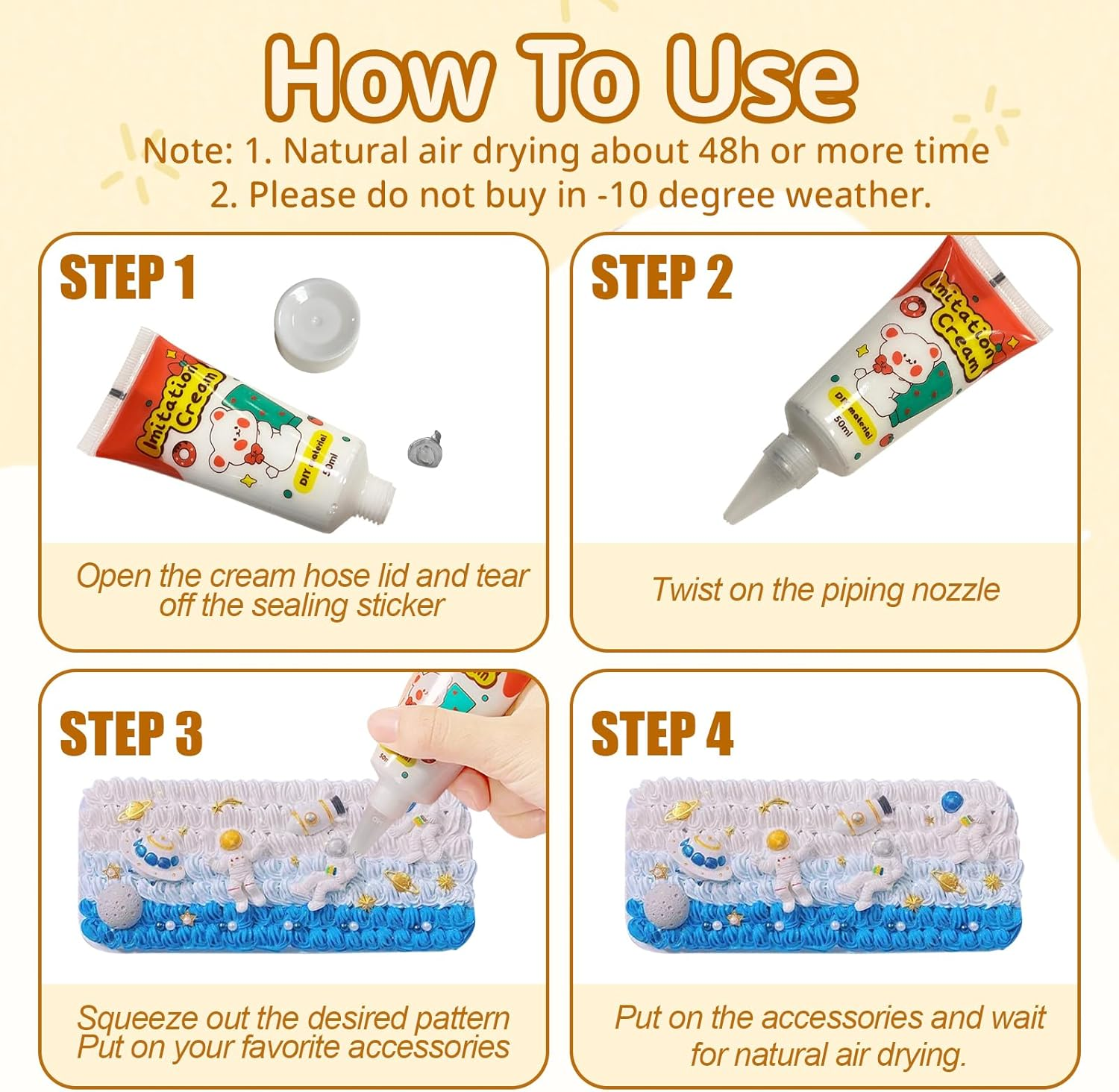 16 Colors Decoden Cream Kit, Fake Whipped Cream Glue Clay, Decoden Phone Case Kit, Suitable for DIY Crafts and Phone Case Accessories Decoration image number 3