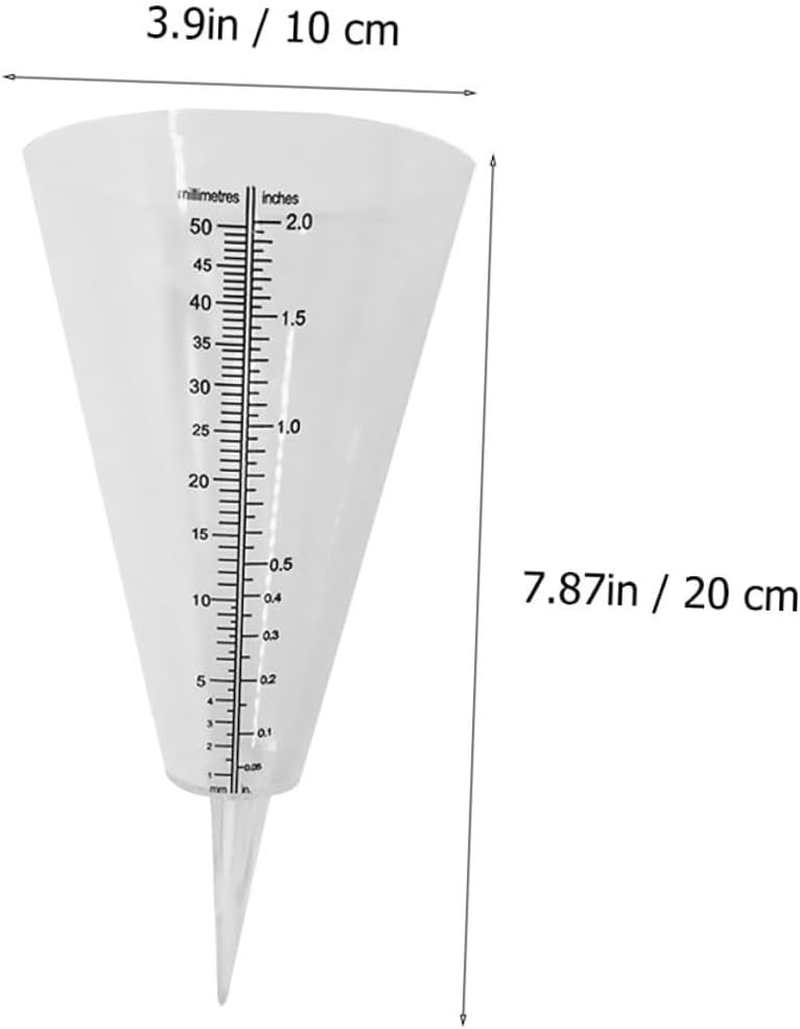 Angoily 3Pcs Clear Plastic Conical Rain Gauges with Graduated Scale Outdoor Rain Measurement Cups for Garden Agriculture Meteorological Use image number 4