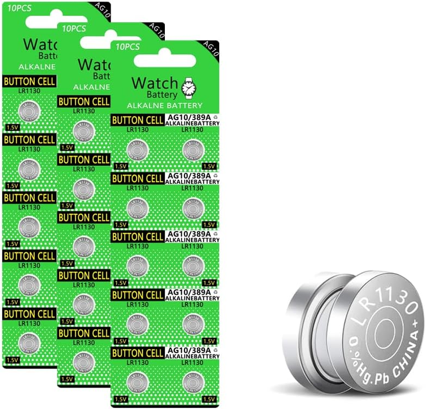 30Pcs LR1130 High Capacity AG10 Batteries 1.5V Alkaline Button Coin Cell Batteries SG10 389 189 Premium Alkaline Battery image number 2