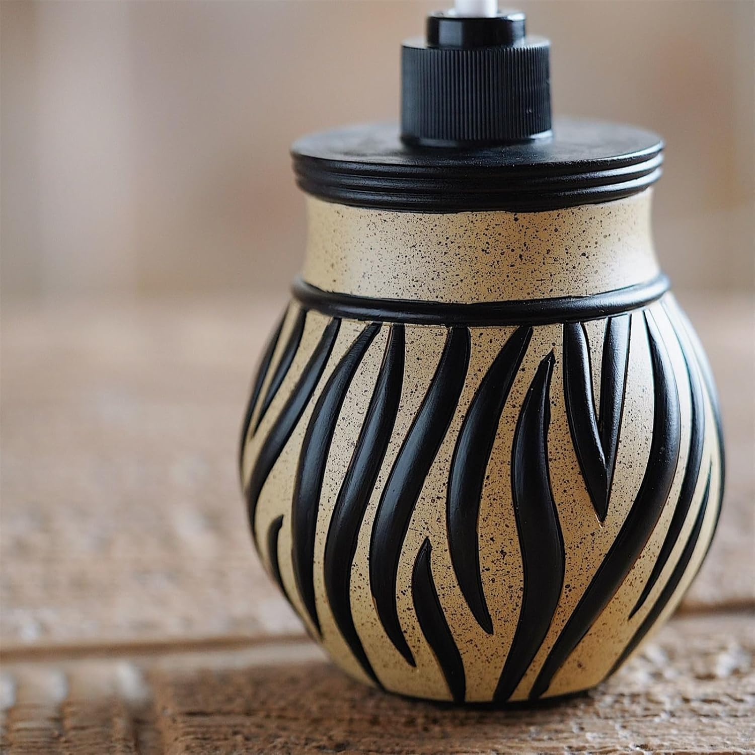 Soap Dispenser Bathroom - Zebra Pattern Soap Dispenser for Bathroom,400Ml Retro Bottle Container Refillable Pump Decorative for Worktop Shower Oil Conditioner Home Lotion image number 2