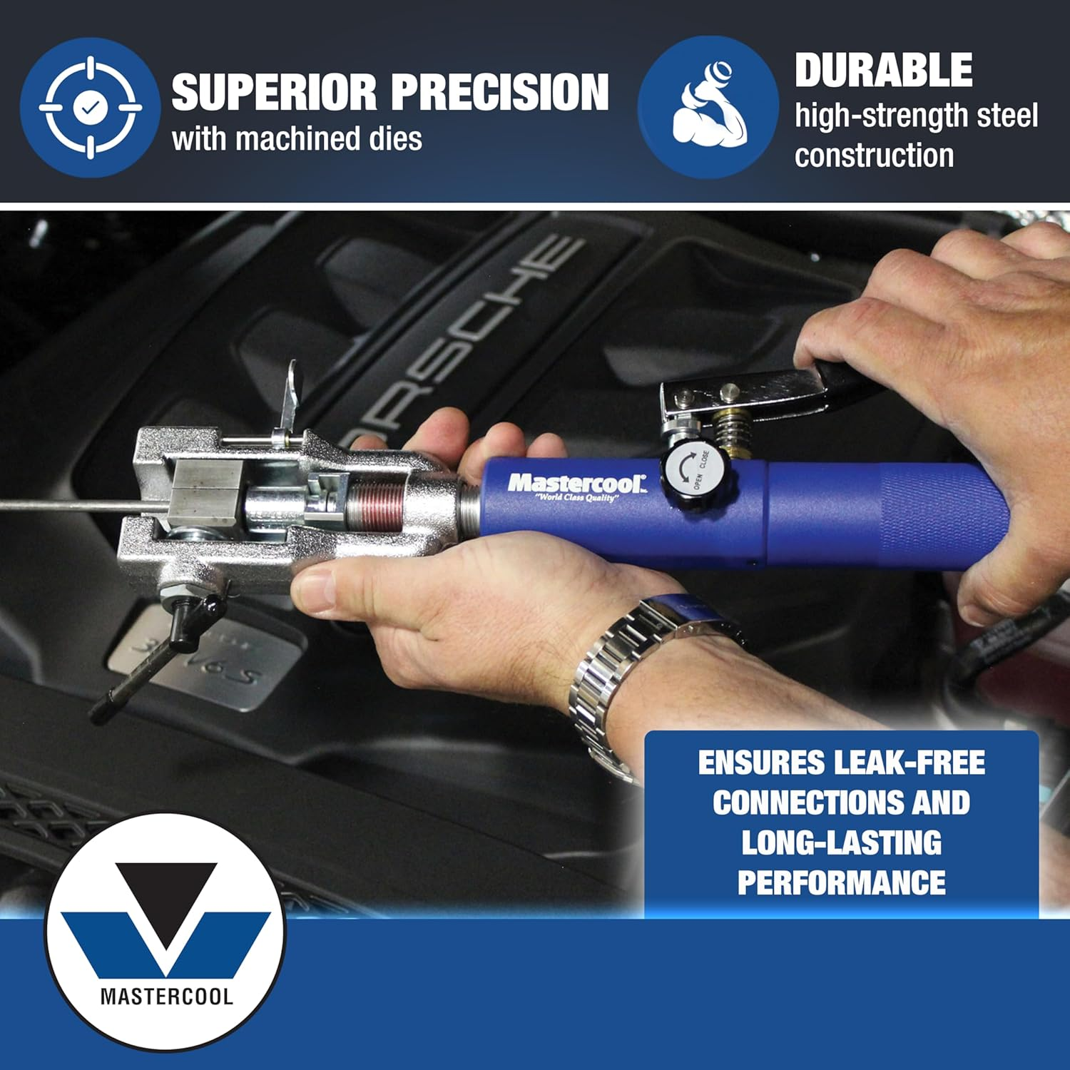 Mastercool 72480 Blue & Silver 37 Degree Flaring/Double Flaring Hydraulic Tool Kit image number 4
