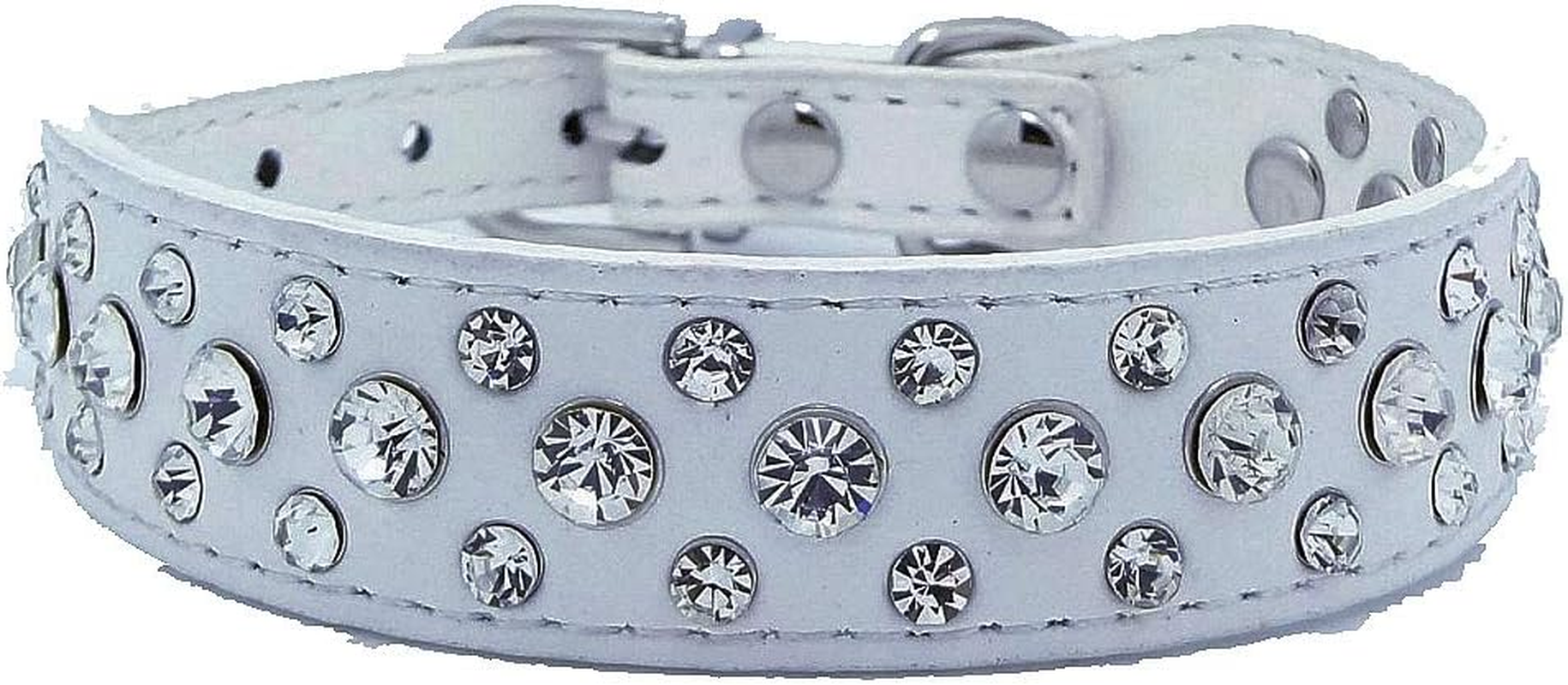 Haoyueer Black Rhinestone PU Leather Dog Cat Collar Small Medium Large XL White