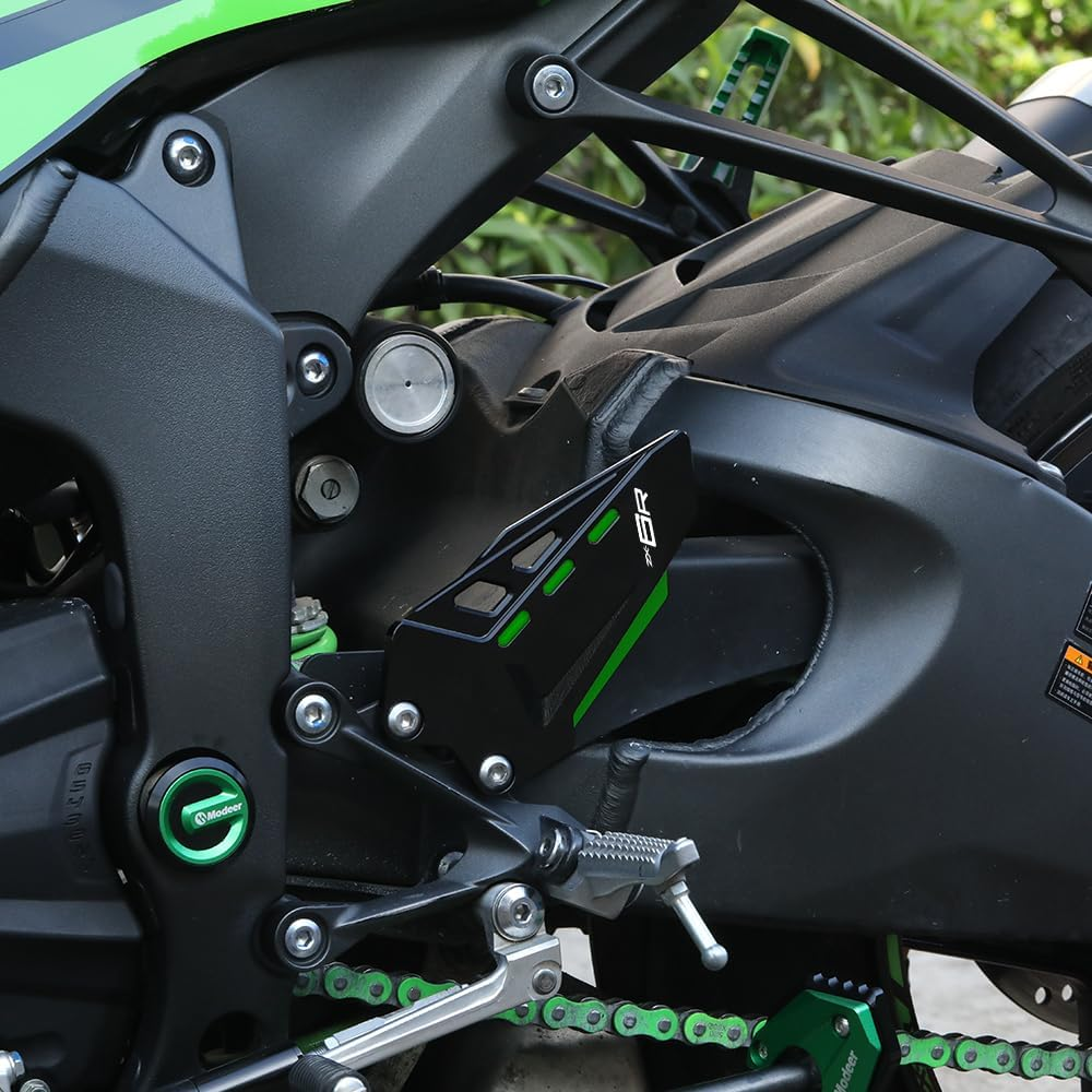 Motorcycle Foot Peg Footrest Protector Compatible with K.Awasaki Ninja ZX6R 2025 2024 2023 2022 2021 2020 2019 | Rear Heel Plates Guard ZX-6R ZX636 Ninja636 Accessories (Green) image number 3