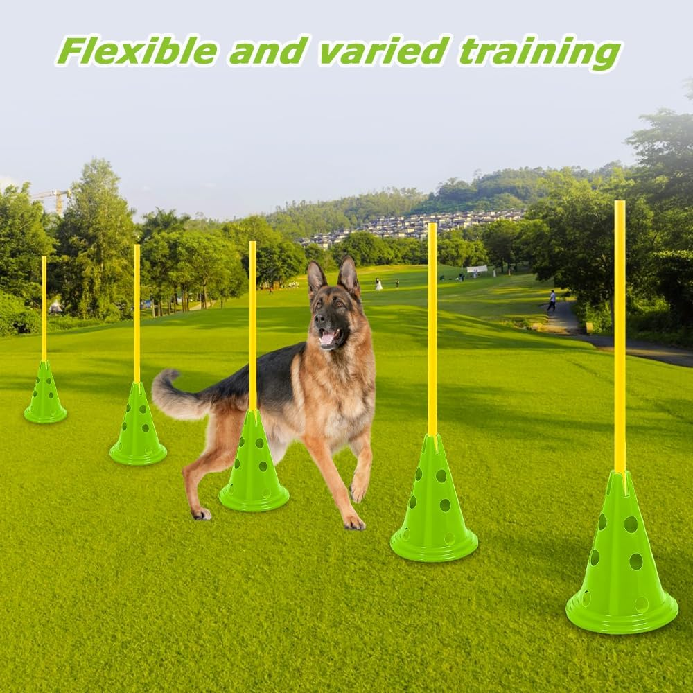 Dog Agility Training Equipment, Adjustable Pet Obstacle Training, Jump Puppy Hurdle Cones Weave Poles, Include 10 Agility Cones 5 Agility Rod, Suitable for Pet Outdoor Games Exercise ﻿ image number 6