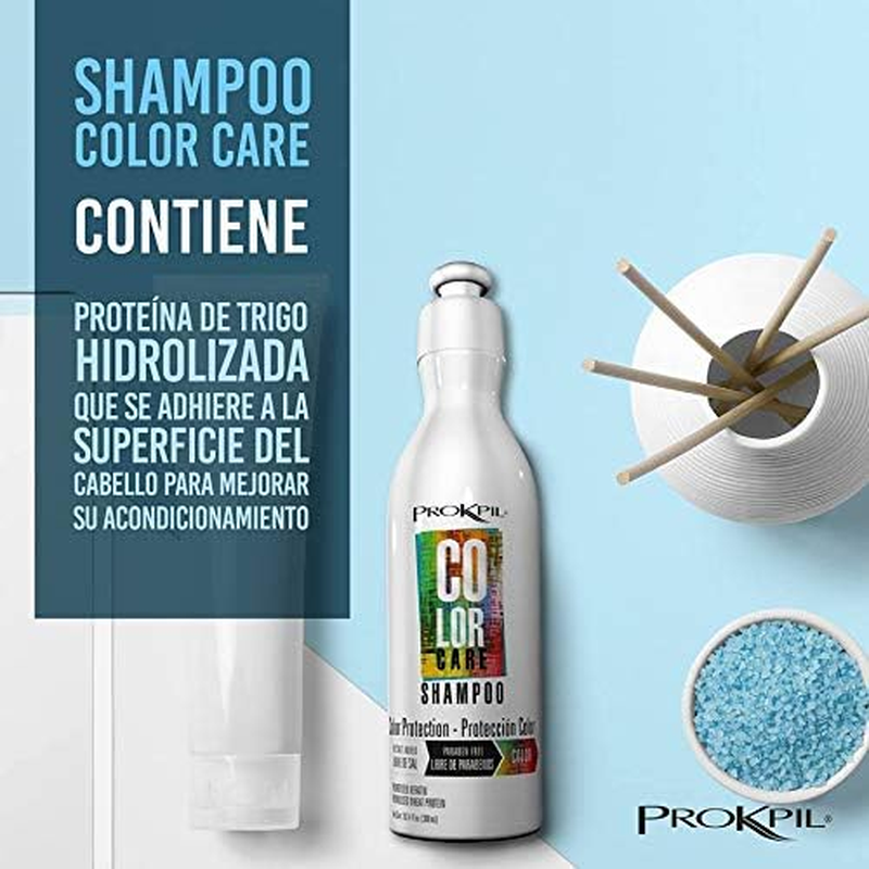 Prokpil Shampoo Color Salt Free Colored Hair Parabens Free Color Protection No Frizz | Champu Color Care Libre De Parabenos Sin Sal 10.1Oz-300Ml