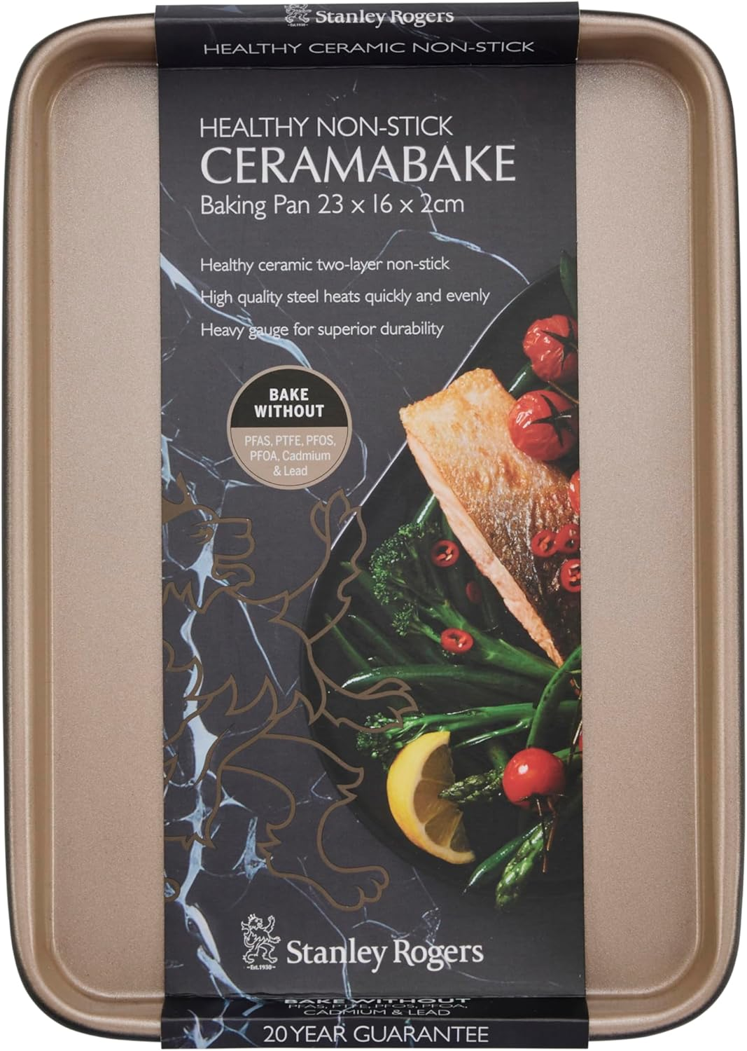 Stanley Rogers Ceramabake Baking Tray 23 X 16 X 2Cm &ndash; Healthy Non-Stick Ceramic Oven Tray, Bake without PFAS, PTFE, PFOS, PFOA, Cadmium & Lead. Ideal for Roasting, Baking and Everyday Cooking image number 4