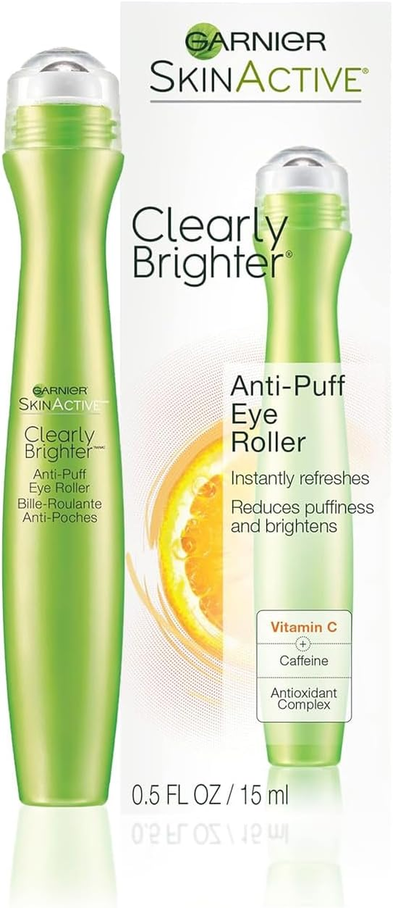 Garnier Skinactive Clearly Brighter Anti-Puff Eye Roller, 0.5 Fl. Oz.