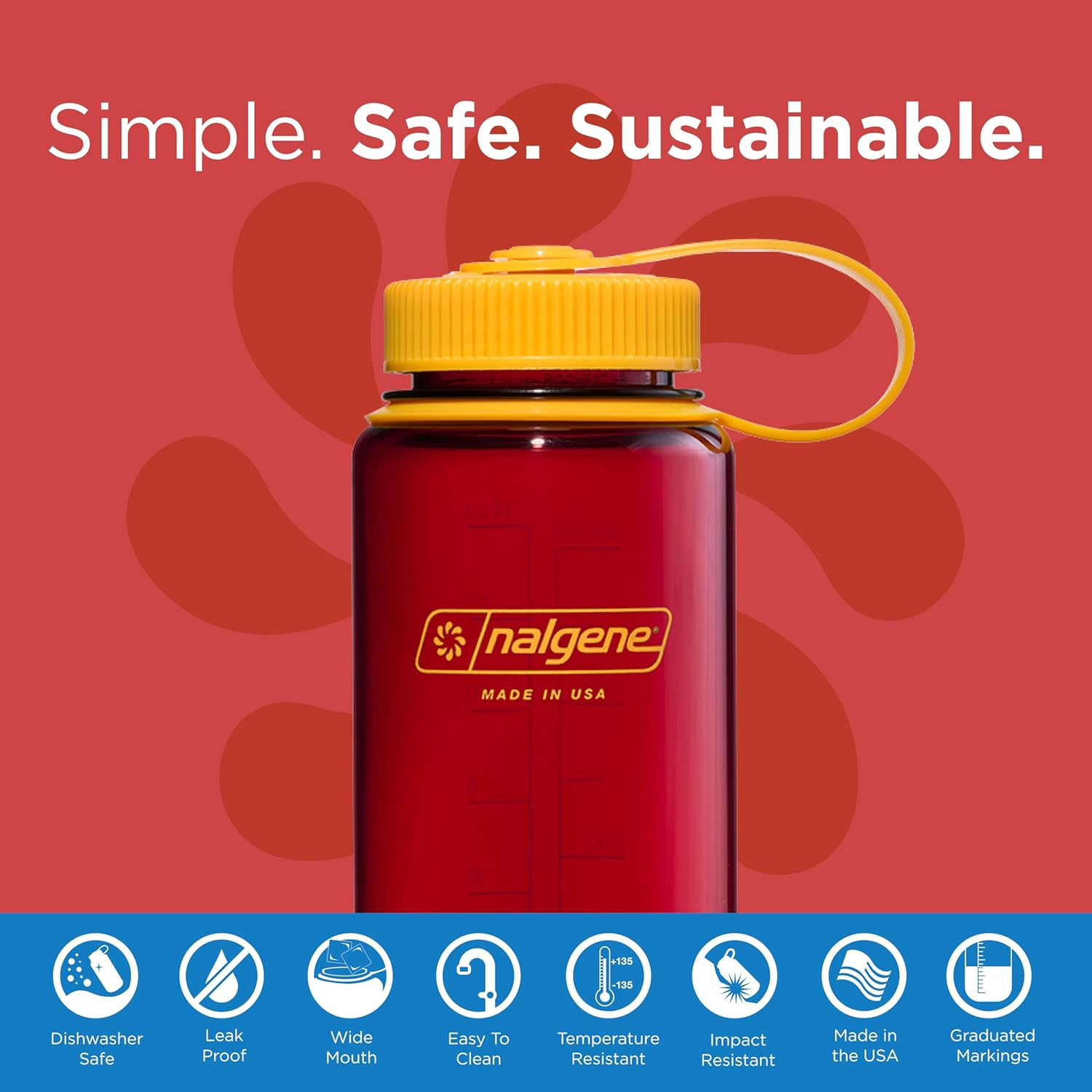 Nalgene Sustain Tritan Bpa-Free Water Bottle Made with Material Derived from 50% Plastic Waste, 16 OZ, Wide Mouth image number 1